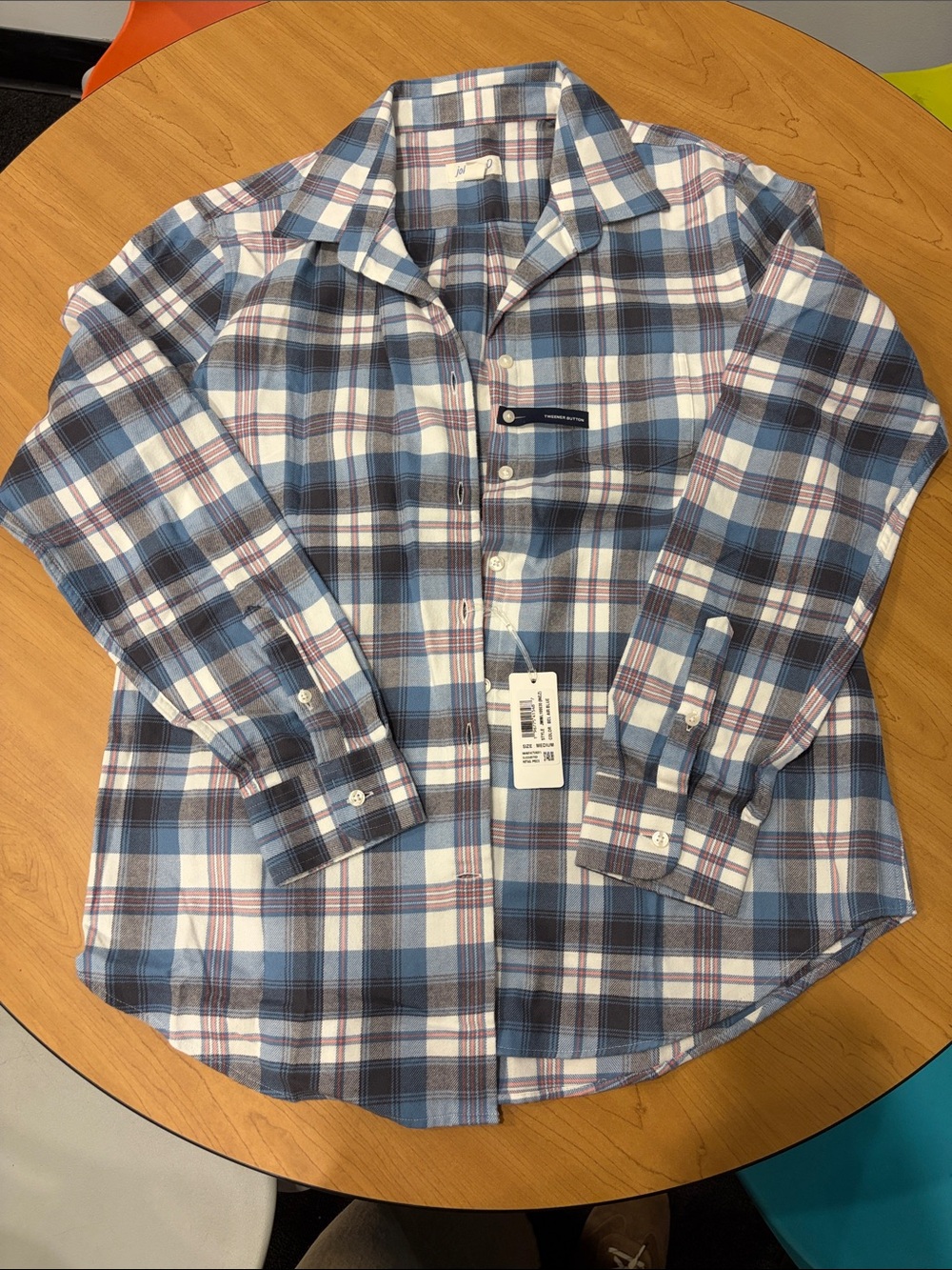 johnnie-O Blue and White Plaid Button-Down Shirt